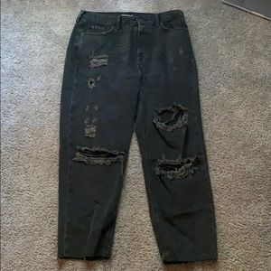 Ripped black mom jeans